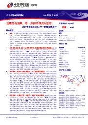 2023年年报及2024年一季报业绩点评:业绩符合预期,进一步向全球龙头迈进