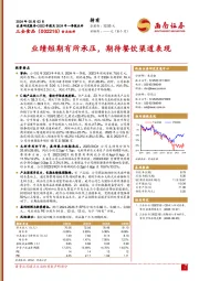 业绩短期有所承压,期待餐饮渠道表现