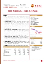 2023年短期承压，24Q1毛利率改善