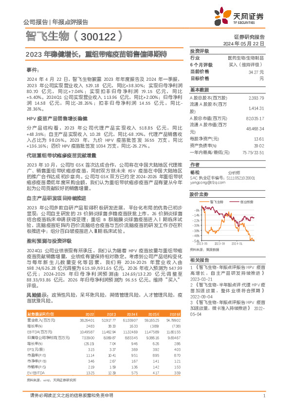 2023年稳健增长，重组带疱疫苗销售值得期待