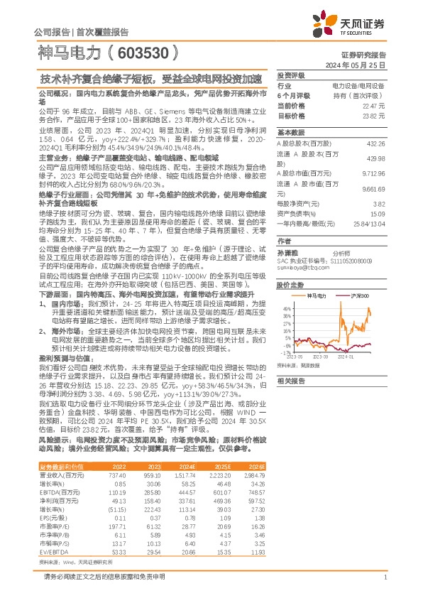 技术补齐复合绝缘子短板，受益全球电网投资加速