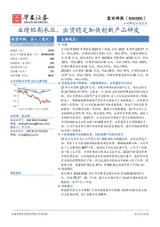 业绩短期承压,出货稳定加快创新产品研发