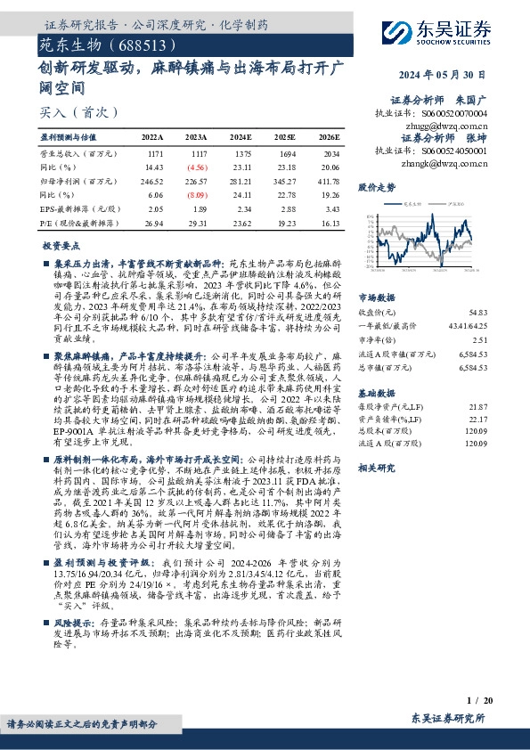 创新研发驱动，麻醉镇痛与出海布局打开广阔空间