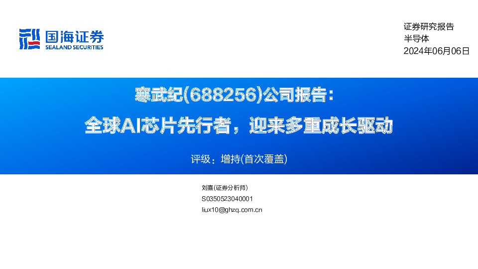 公司报告：全球AI芯片先行者，迎来多重成长驱动