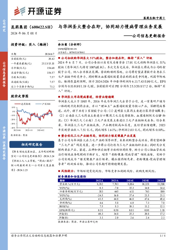 公司信息更新报告：与华润圣火整合在即，协同助力慢病管理业务发展