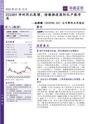 公司事件点评报告:2024H1净利同比高增,持续推进国际化产能布局