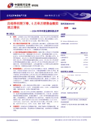 2024年半年度业绩快报点评：归母净利润下滑，6月单月销售金额实现正增长