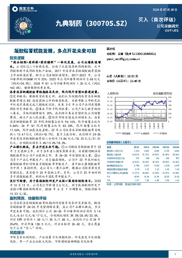 凝胶贴膏赋能发展，多点开花未来可期