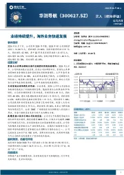 业绩持续提升，海外业务快速发展