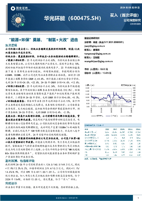 “能源+环保”奠基，“制氢+火改”进击