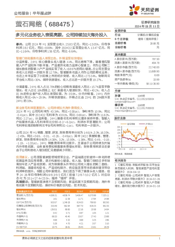 多元化业务收入表现亮眼，公司持续加大海外投入