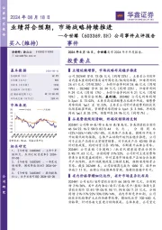 公司事件点评报告：业绩符合预期，市场战略持续推进