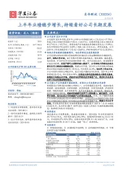 上半年业绩稳步增长，持续看好公司长期发展