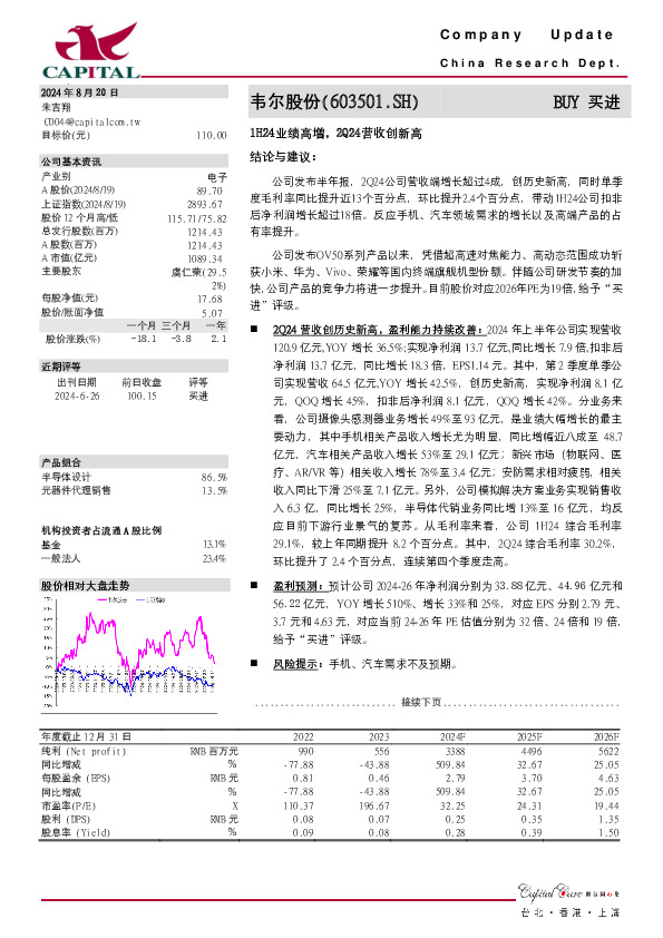1H24业绩高增，2Q24营收创新高