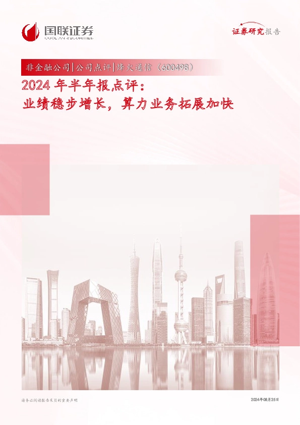 2024年半年报点评：业绩稳步增长，算力业务拓展加快