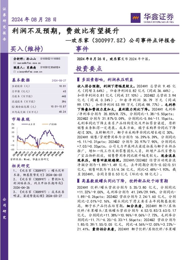 公司事件点评报告：利润不及预期，费效比有望提升