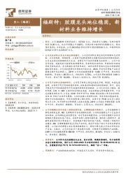胶膜龙头地位稳固，新材料业务维持增长