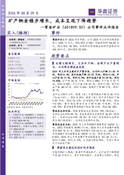公司事件点评报告:矿产铜金稳步增长,成本呈现下降趋势