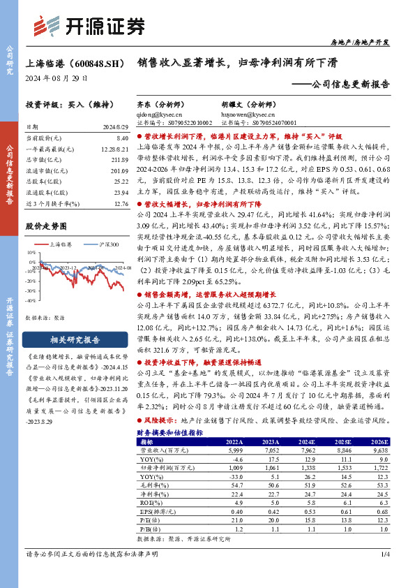 公司信息更新报告：销售收入显著增长，归母净利润有所下滑