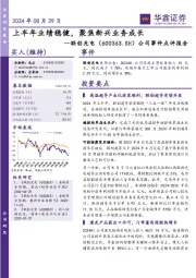 公司事件点评报告:上半年业绩稳健,聚焦新兴业务成长