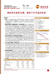2024年中报点评:棉籽承压拖累业绩,期待下半年盈利改善