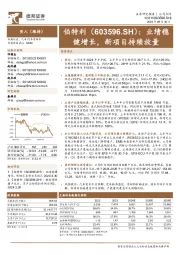 业绩稳健增长,新项目持续放量