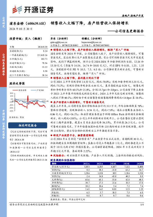 公司信息更新报告：销售收入大幅下降，房产经营收入保持增长