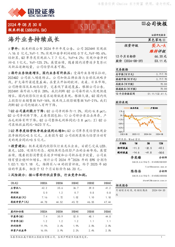 海外业务持续成长