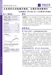 公司事件点评报告:业务国际化战略稳步推进,业绩有望持续增长
