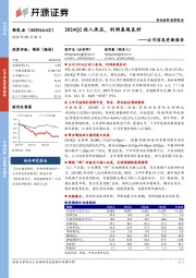 公司信息更新报告：2024Q2收入承压，利润表现良好