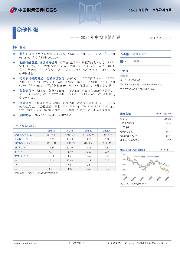 2024年中期业绩点评：稳健性强