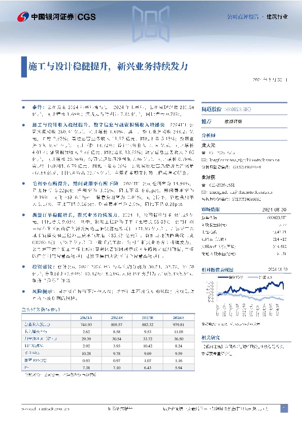 施工与设计稳健提升，新兴业务持续发力