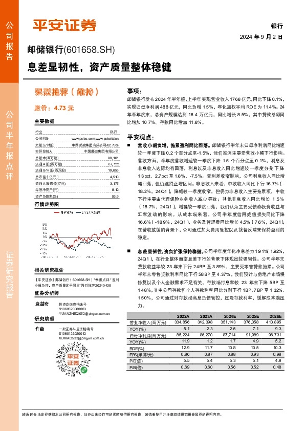 息差显韧性，资产质量整体稳健