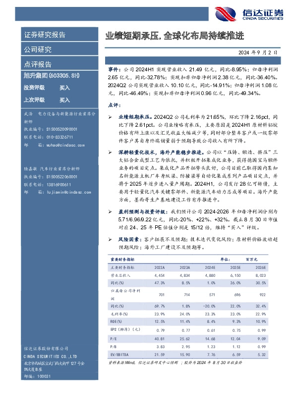 业绩短期承压，全球化布局持续推进