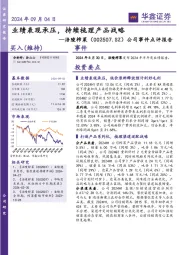 公司事件点评报告:业绩表现承压,持续梳理产品战略