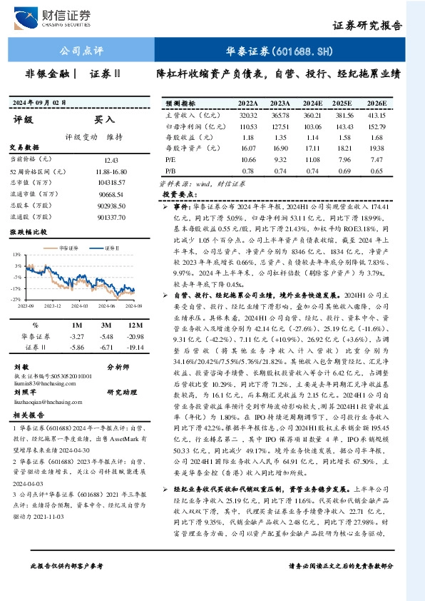 降杠杆收缩资产负债表，自营、投行、经纪拖累业绩