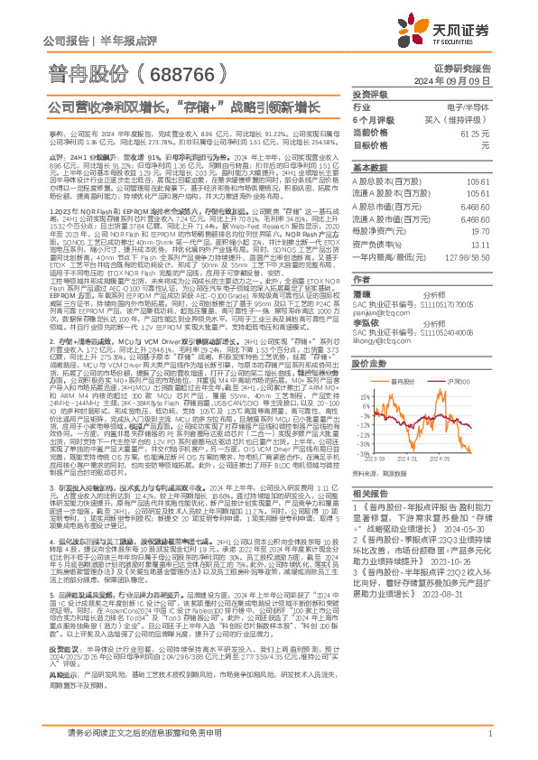 公司营收净利双增长，“存储+”战略引领新增长