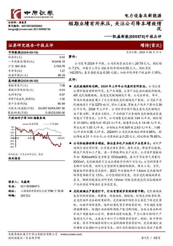 中报点评：短期业绩有所承压，关注公司降本增效情况