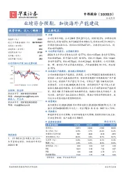 业绩符合预期，加快海外产能建设