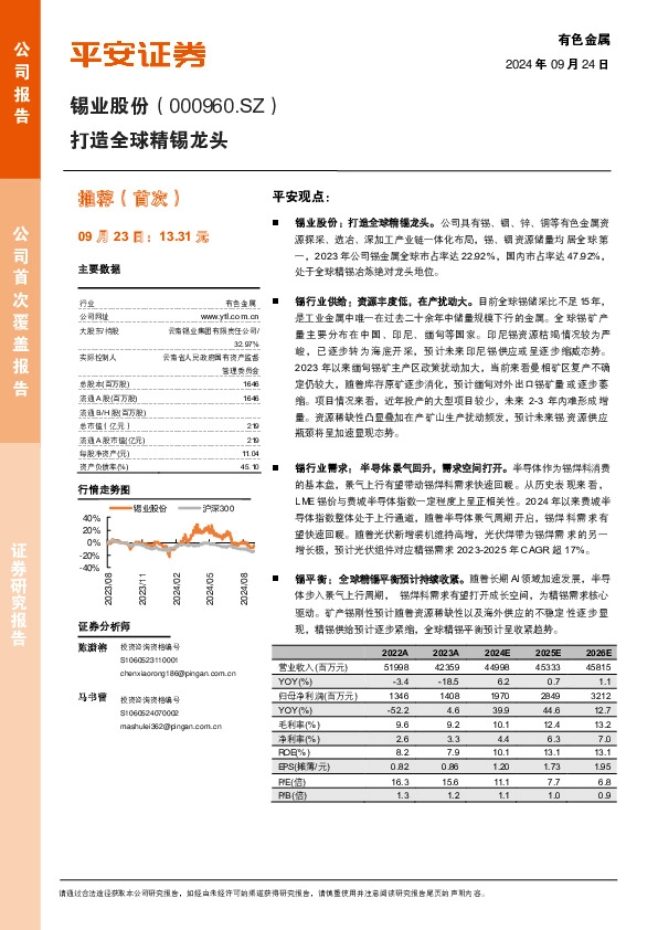打造全球精锡龙头