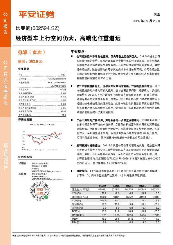 经济型车上行空间仍大，高端化任重道远