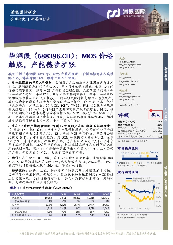 MOS价格触底，产能稳步扩张