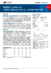 三季度收入受量价承压下滑22.5%,关注后续产能投产放量