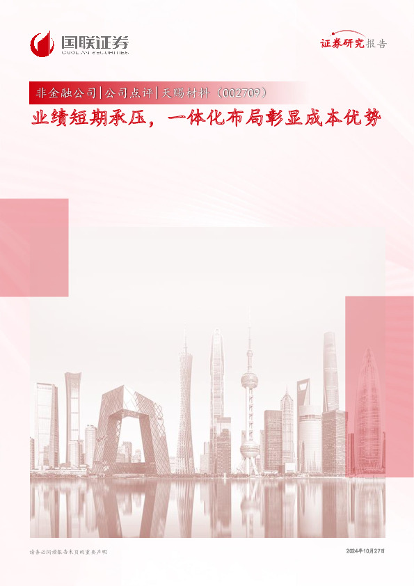 业绩短期承压，一体化布局彰显成本优势