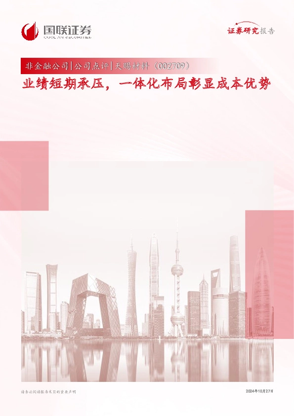 业绩短期承压，一体化布局彰显成本优势