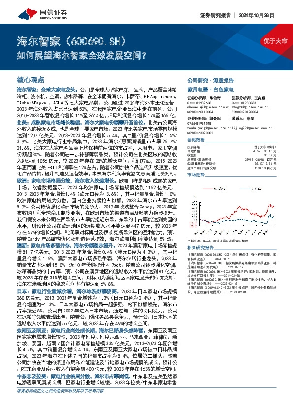 如何展望海尔智家全球发展空间？