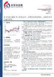 东方电缆2024年三季报点评:业绩实现较快增长,近期中标多个海风项目