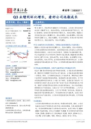 Q3业绩同环比增长,看好公司远期成长