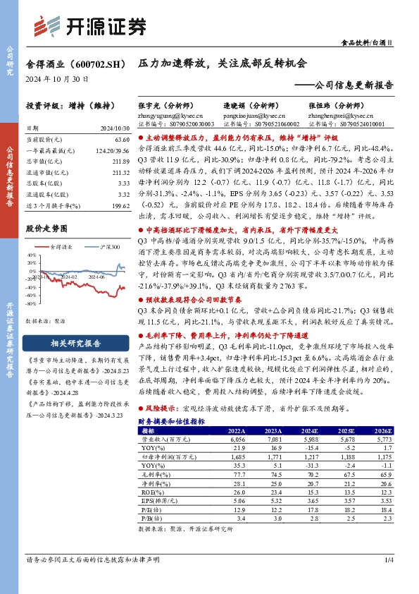 公司信息更新报告：压力加速释放，关注底部反转机会