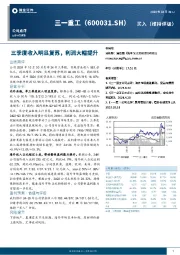 三季度收入明显复苏，利润大幅提升